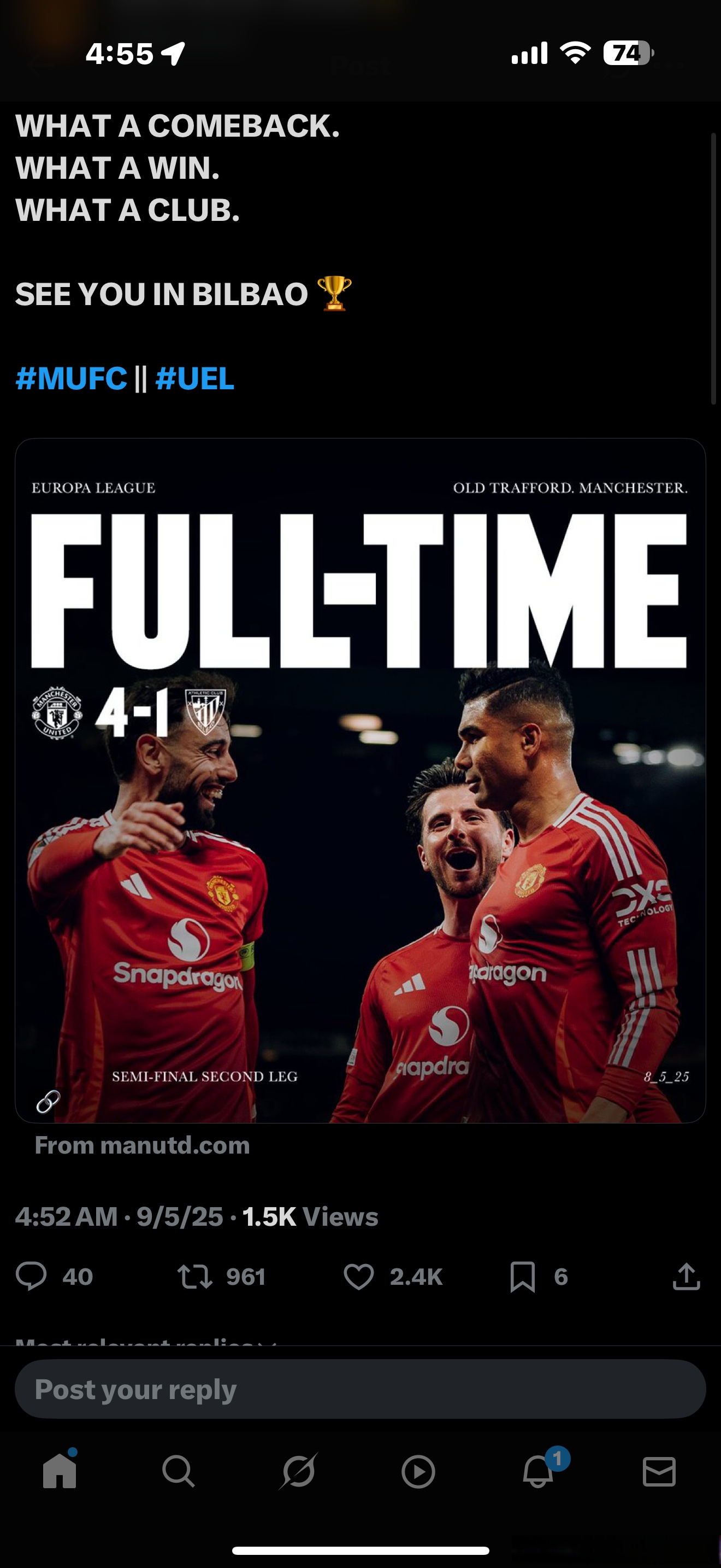 曼联负拜仁，遗憾止步欧冠八强！